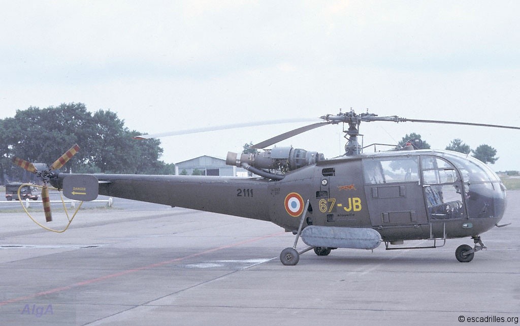 Alouette III du "Pyrénées" vu en 1977 sur la BA-120