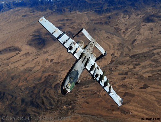 An A-10 Thunderbolt II from the 23rd Fighter Group, Moody Air Force Base, Ga., peels away after being refueled from a KC-135 Stratotanker, assigned to the 340th Expeditionary Air Refueling Squadron, while flying over Afghanistan in support of Operation Enduring Freedom, Feb. 26, 2011. (U.S. Air Force photo/Master Sgt. William Greer)