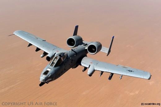 An A-10 Thunderbolt II, assigned to the 74th Fighter Squadron, Moody Air Force Base, GA, returns to mission after receiving fuel from a KC-135 Stratotanker, 340th Expeditionary Air Refueling Squadron, over the skies of Afghanistan in support of Operation Enduring Freedom, May 8, 2011. (U.S. Air Force photo/Master Sgt. William Greer)