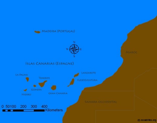 Situation de l'archipel des Canaries